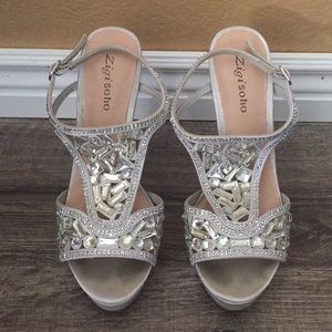 Silver Gem Strappy Stilettos